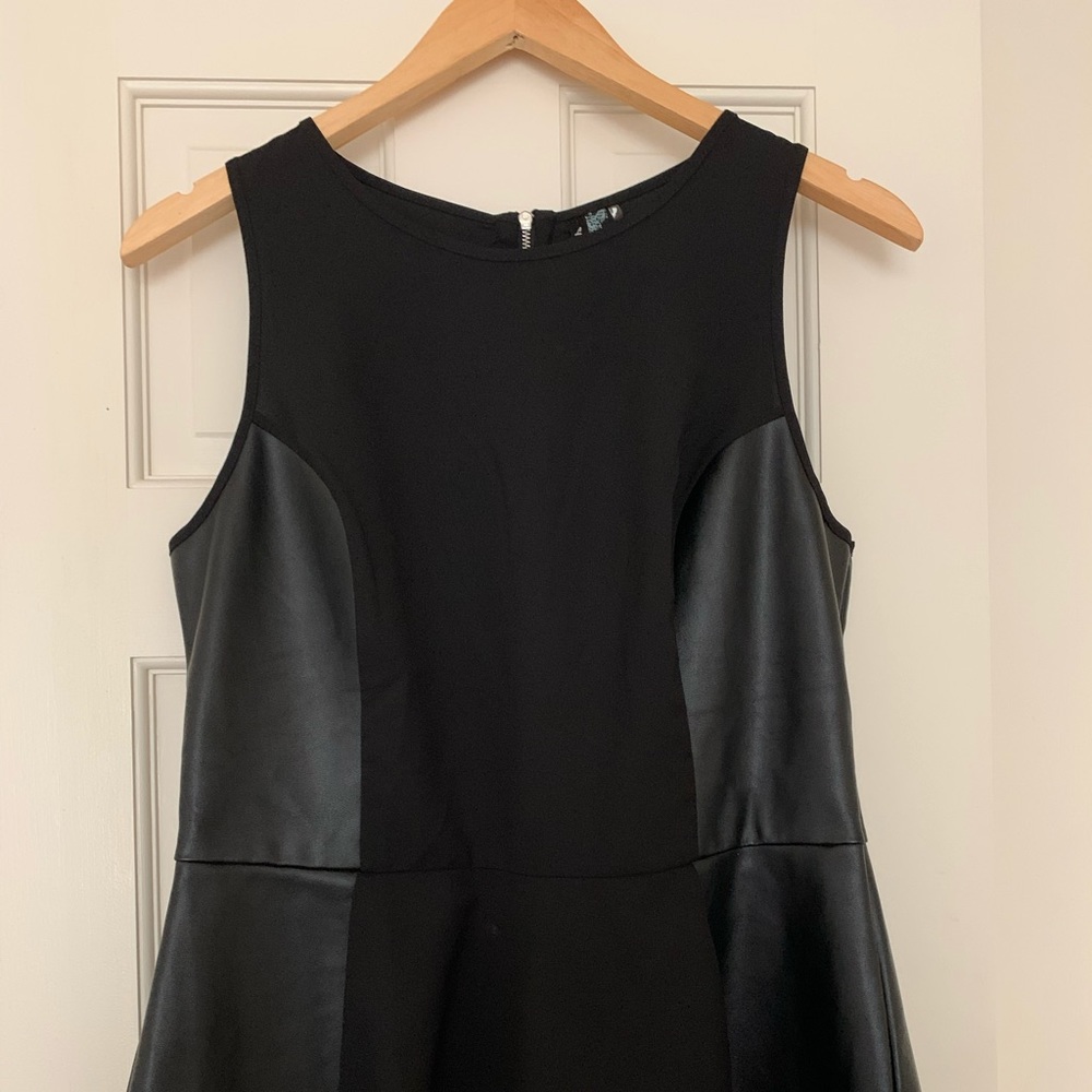 Black Peplum Pleather Top w/ Back Zipper